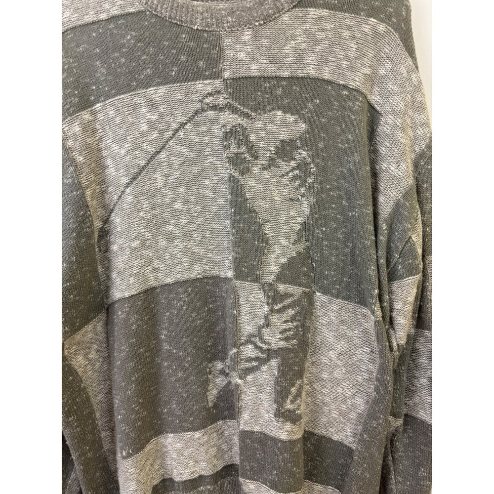 Vintage Golf Sweater Men's L Pullover Crew Neck Patchwork Pattern Made in USA