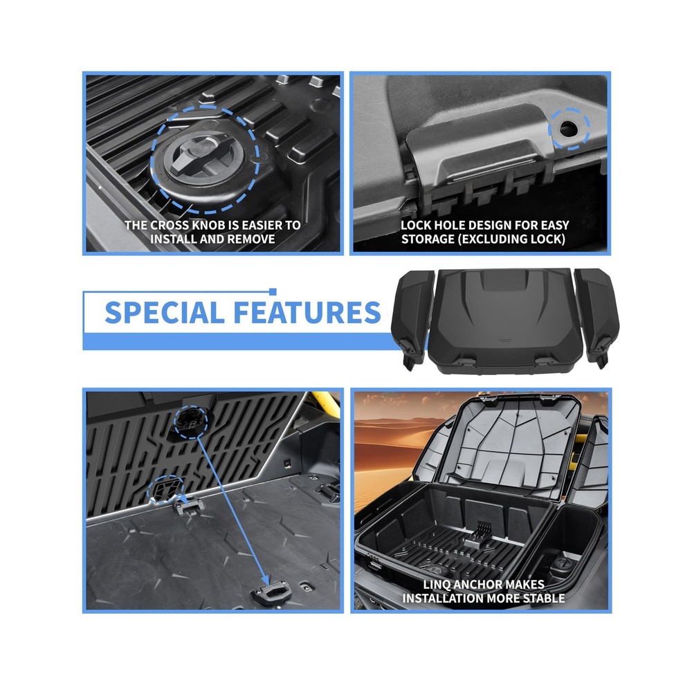 96L Large Capacity Rear Cargo Box & 13.5L Bed Side Removable Storage Tools Bo...