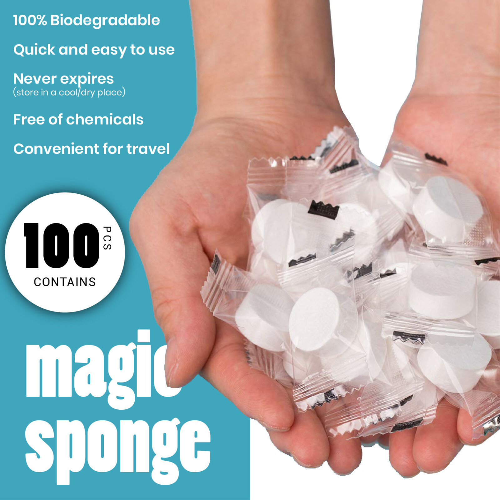 100 Pack Magic Tissue / Compressed Towel Washcloths for Travel Camping