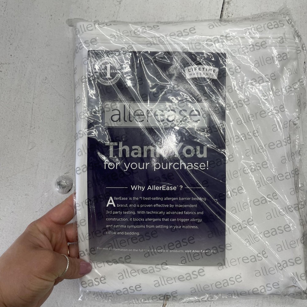 AllerEase Pillow Protector Standard 100% Cotton White Zipper Hypoallergenic 2pk