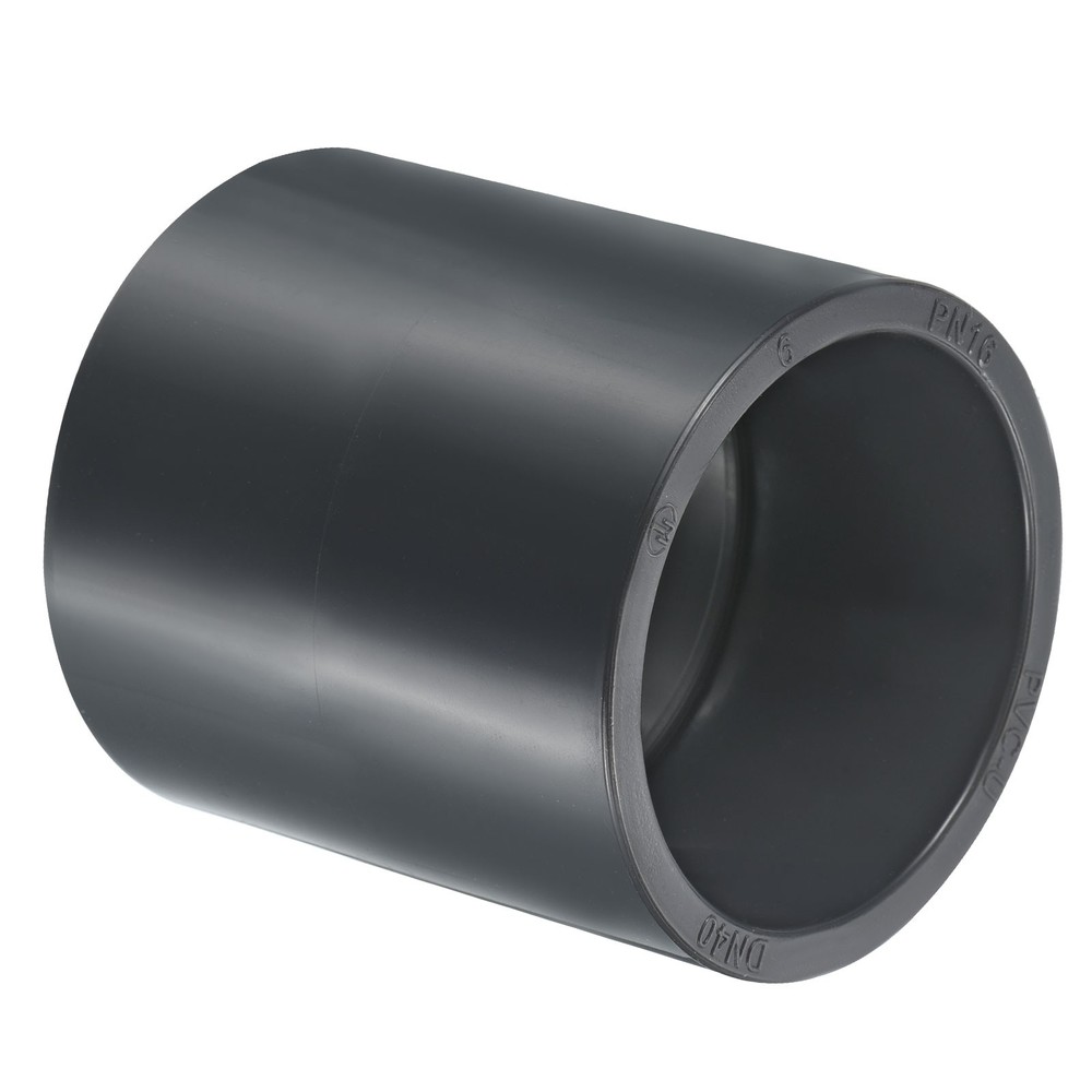 UPVC Pipe Fitting 50mm 1.97" Socket, 1pc Straight Joint, Dark Grey