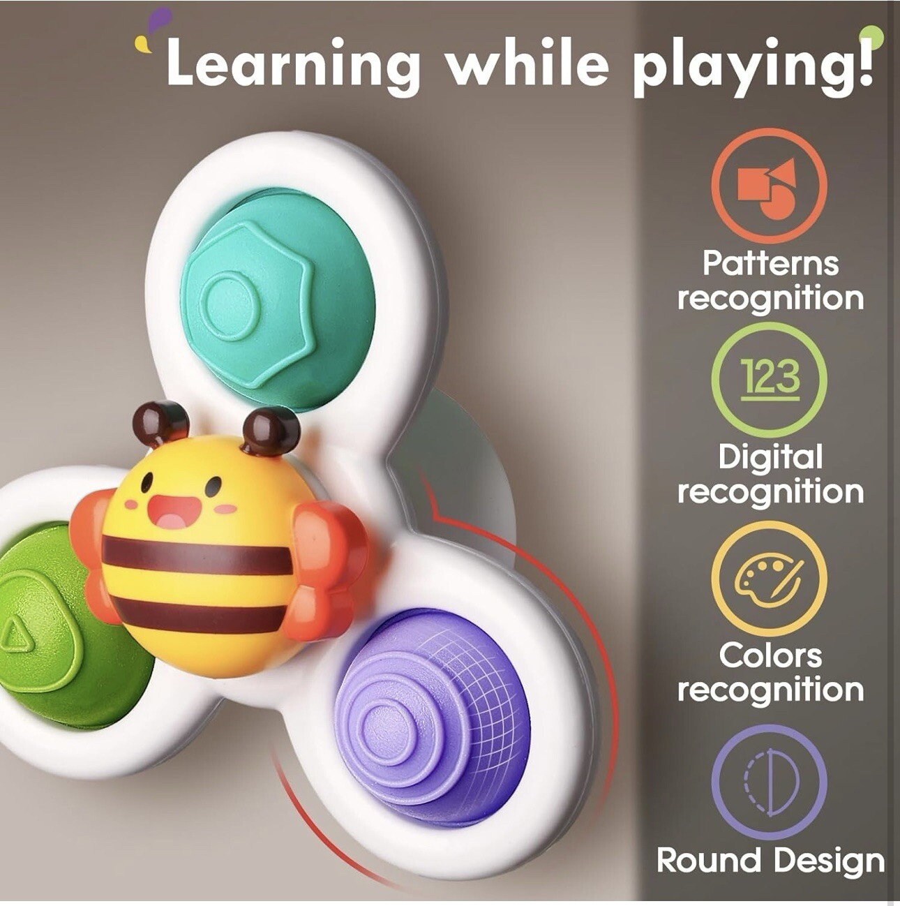 Suction Cup Spinner Toys 3pcs Spinning Top Baby Toys For 1 2 Year Old Boys Gifts