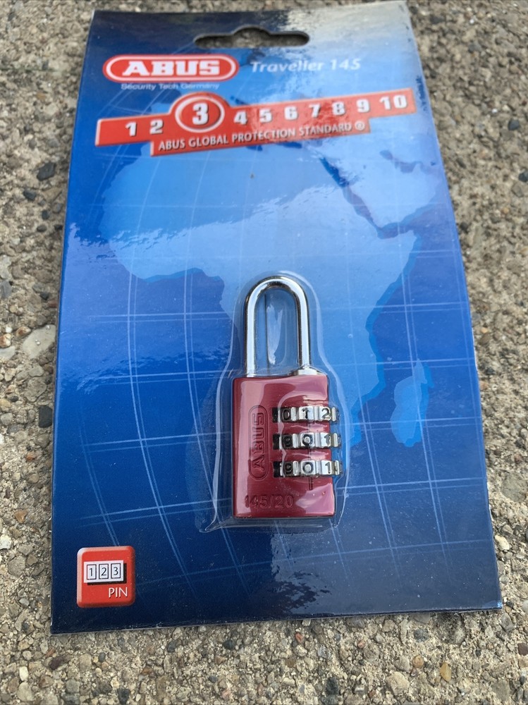 Abus 145/20 Red Combination Padlock,Side,Red