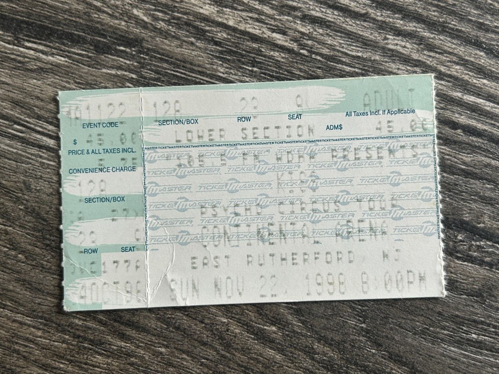 KISS Ticket Stub Psycho Circus Nov 22 1998 Continental Arena NJ Vintage Kiss A