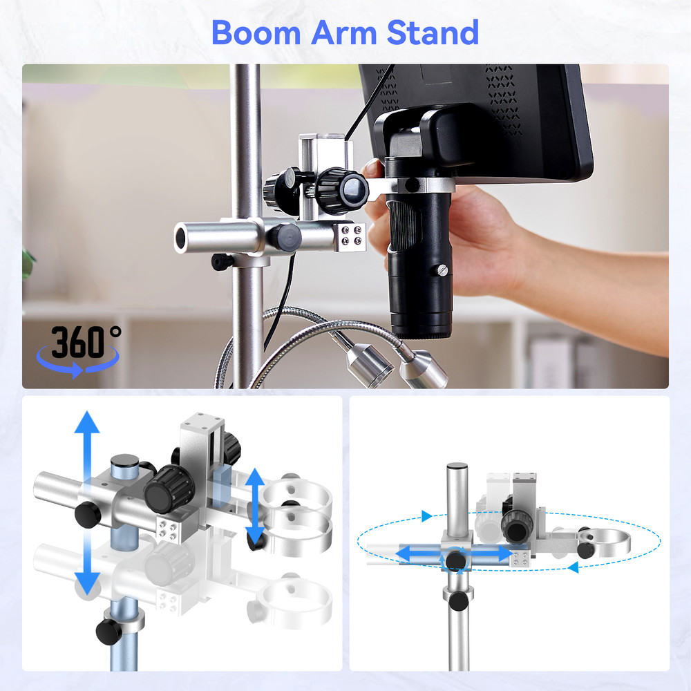 TOMLOV 10" Digital Microscope 2000x Soldering Microscop Flexibable Arm Stand