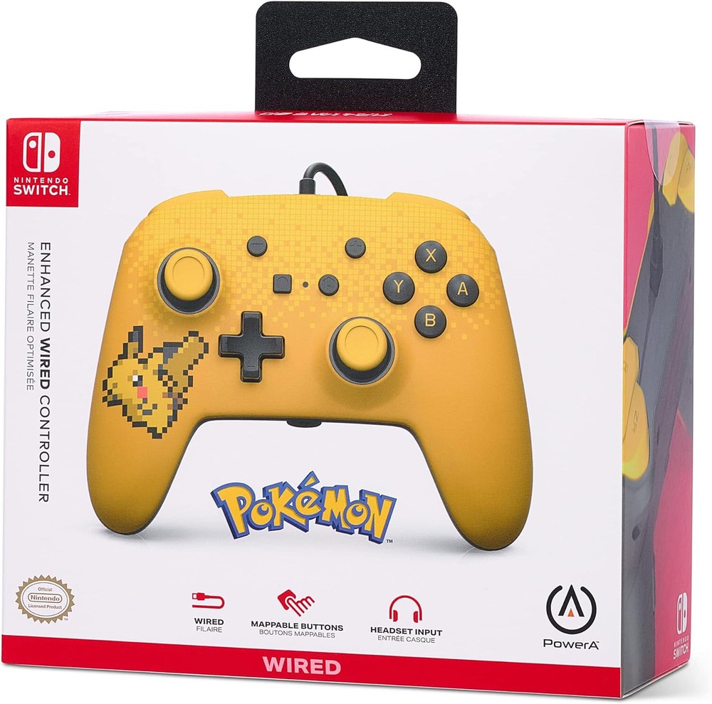 PowerA *OFFICIAL* Enhanced Wired Controller *PIXEL PIKACHU EDITION* (Switch) New
