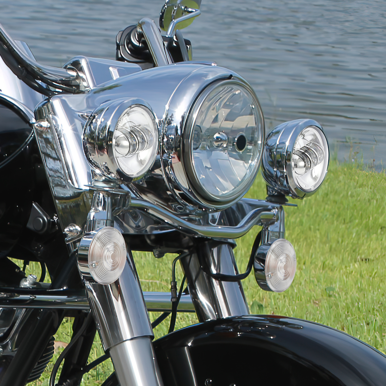 Led Passing Turn Signals Driving Fog Spot Light Bar For Harley Electra Glide 94+