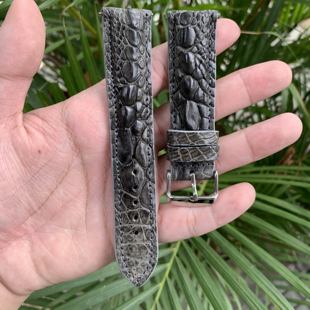 20mm/18mm Gray Quick Release Hornback Leather Watch Strap