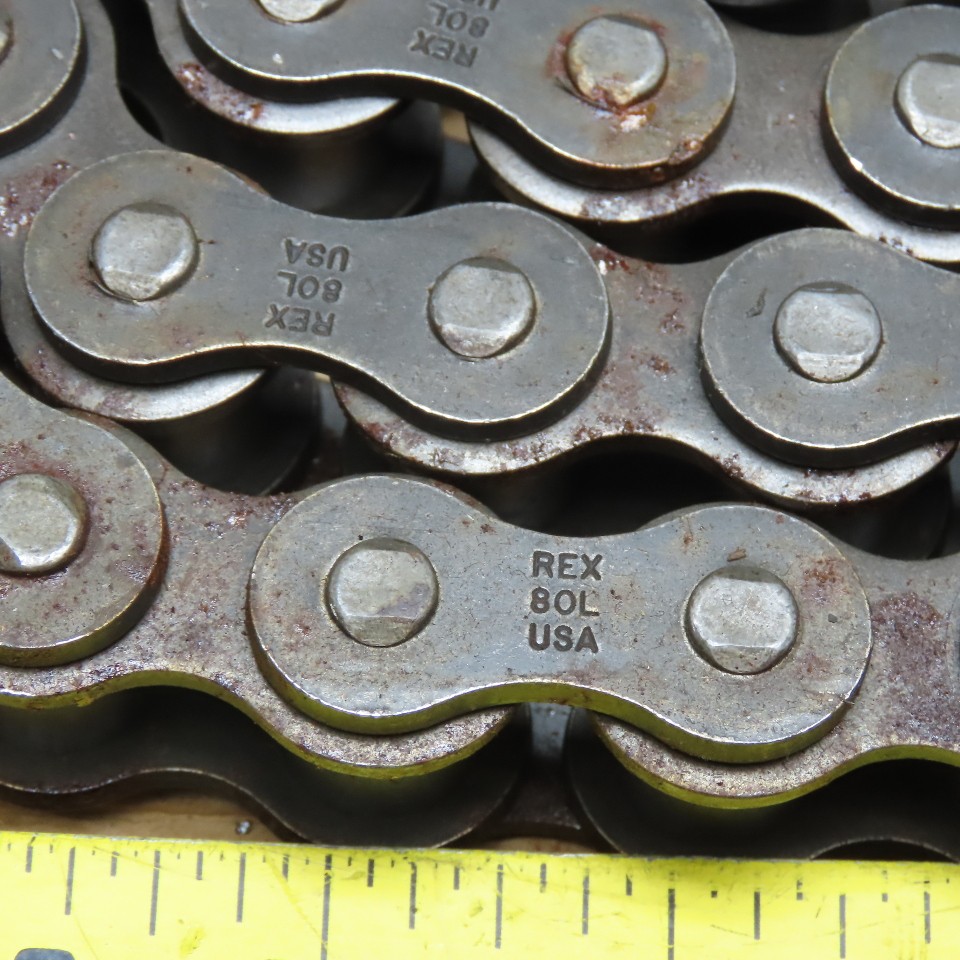 Rex 80L No. 80 Single Strand Riveted Roller Chain 10'