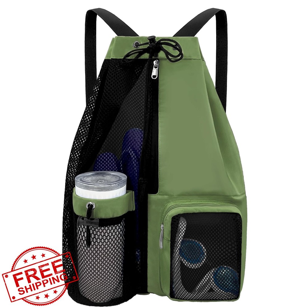 YUHAN Beach Backpack Wet Pocket Drawstring Mesh Bag Waterproof