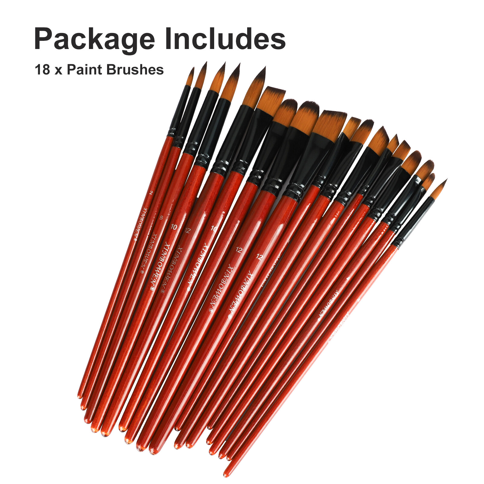 18PCS Paint Brushes Set Detail Painting for Watercolour Oil Art Acrylic Gouaches