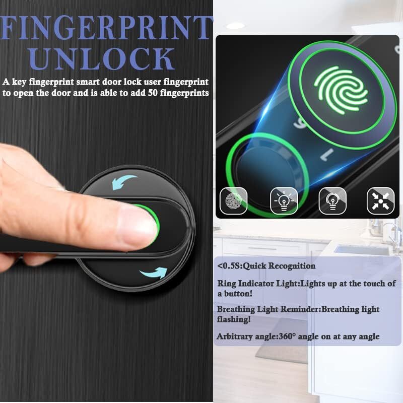 Fingerprint Door Lock Smart Lock Keyless Smart Entry Door Lock With Handle