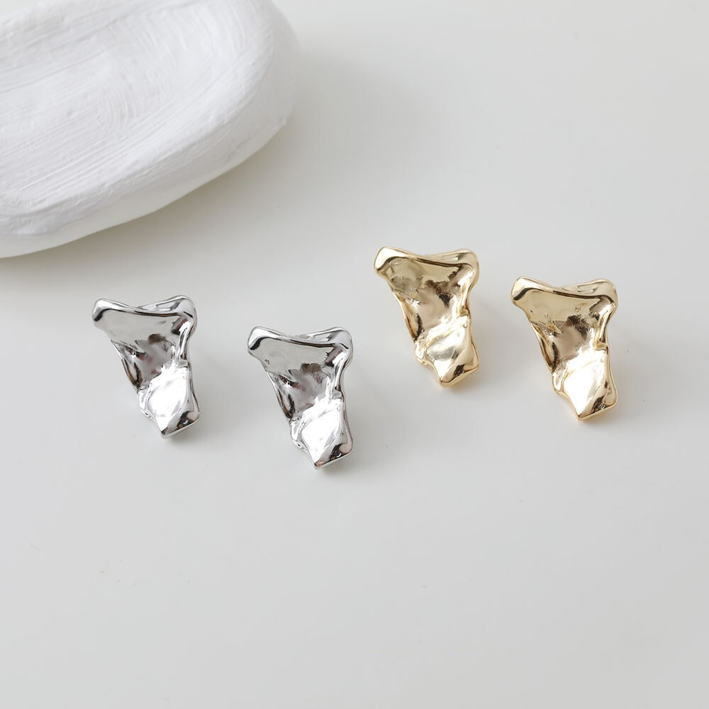 4pcs Irregular Hammered Earring Post,Geometry Irregular Stud Earrings