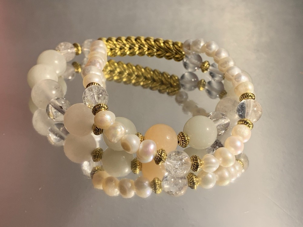 Natural Shetei Cui + Pearls Bracelet/