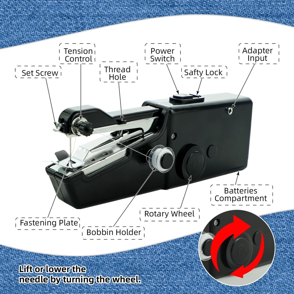 Mini Handheld Sewing Machine for Beginners, Adults Quick Stitching, Electric ...