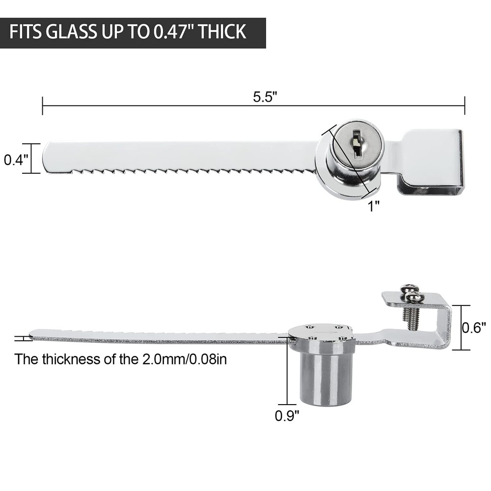 16 Pack Display Case Lock Showcase Lock Sliding Glass Door Ratchet Lock Security