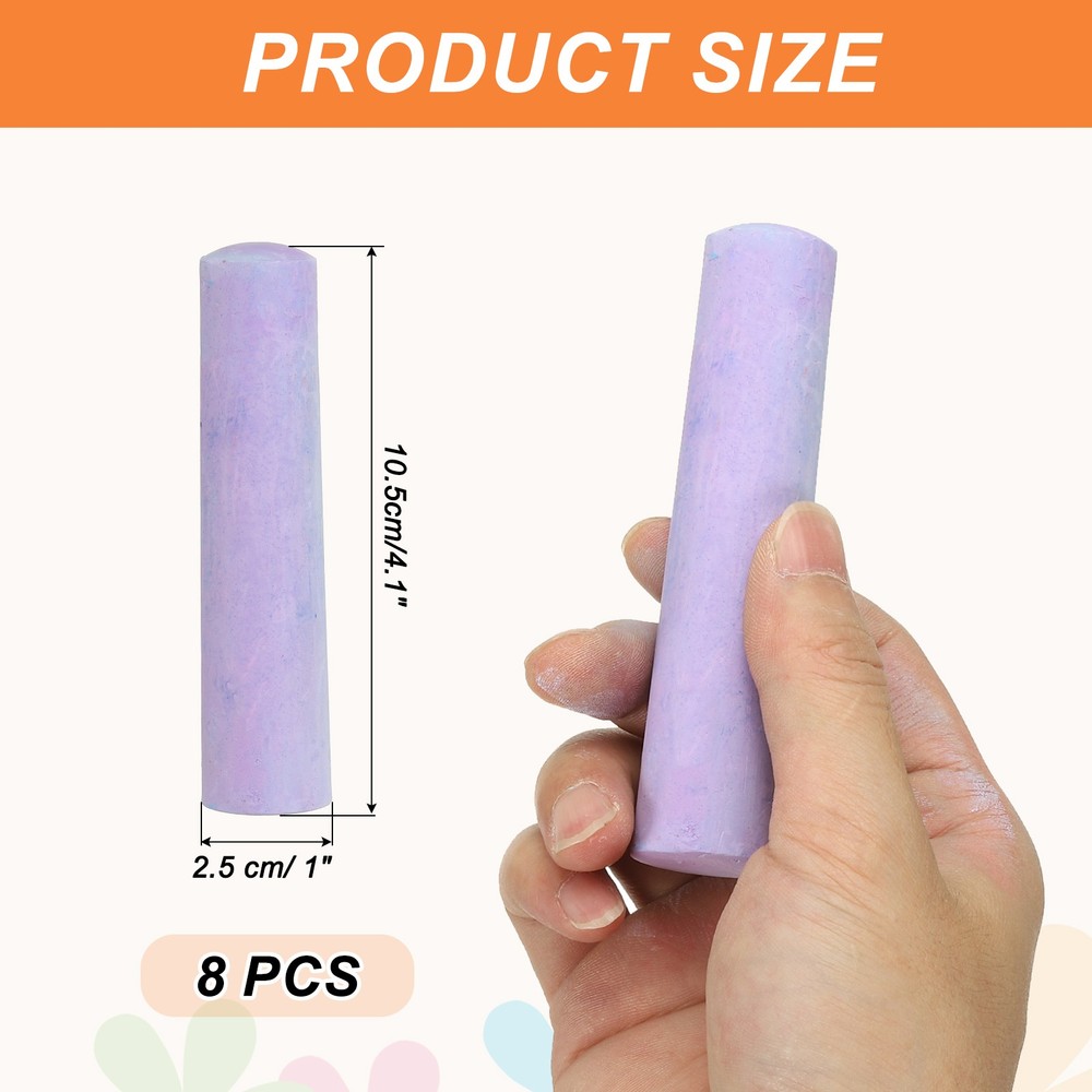 8 PCS Dustless Chalk, Purple Sidewalk Chalk Large Solid Huge for Outdoor