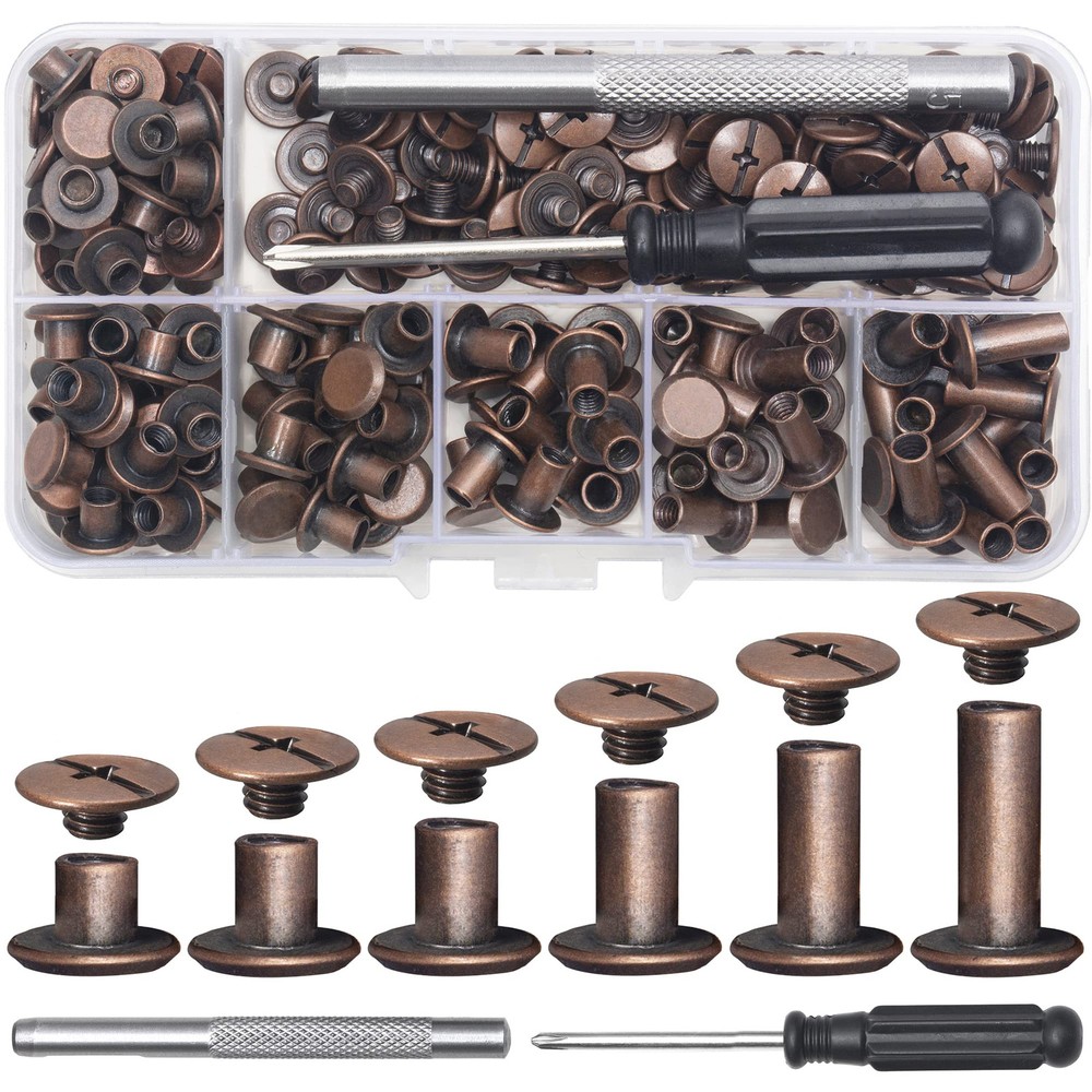 110Sets Chicago Screws Leather Rivets Assorted Screw Rivets Chicago Binding S...
