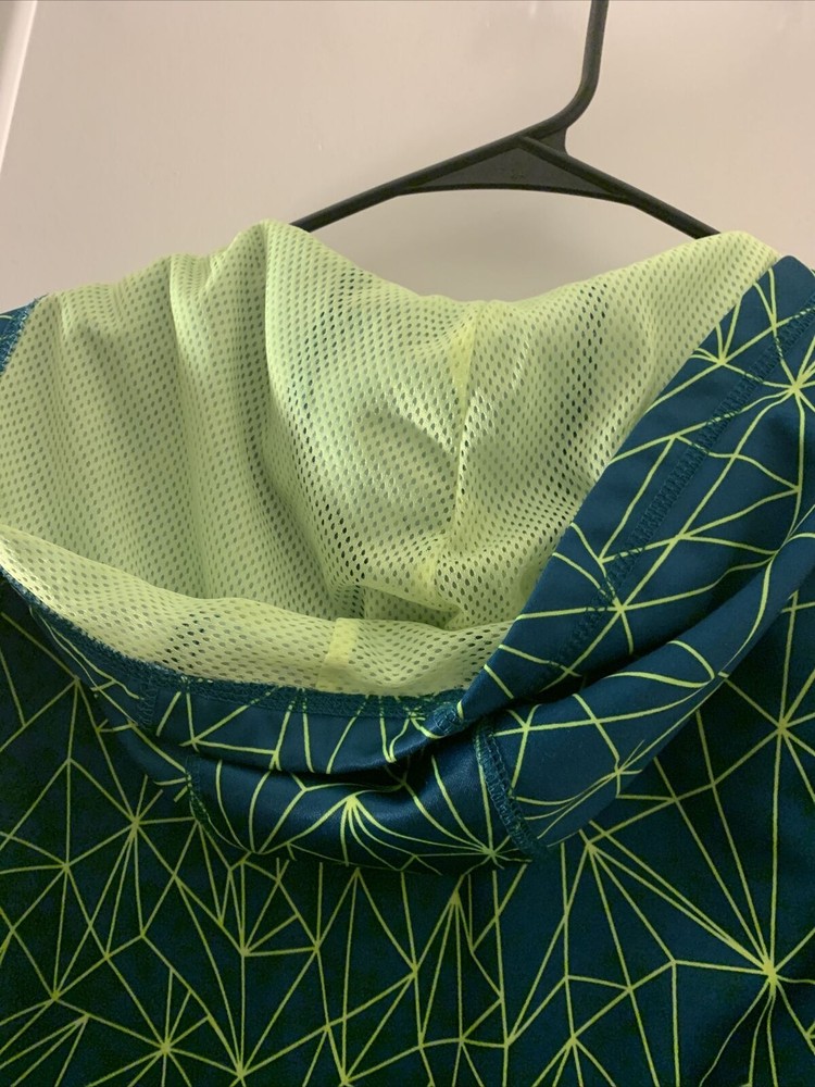 Xersion Boys Full Zip Jacket Spider Web Pattern Size L 14/16 Blue Green