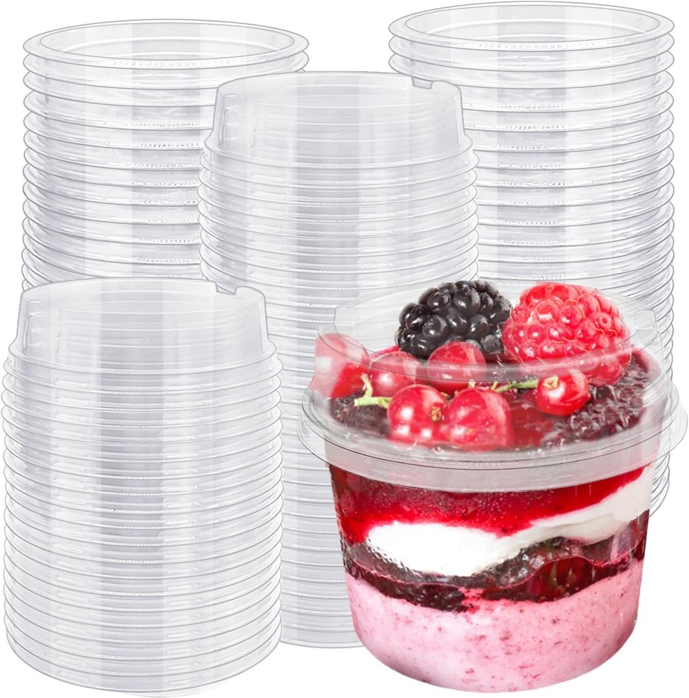 Plastic Dert Cups with Lids, Disposable Plastic Cups, Clear