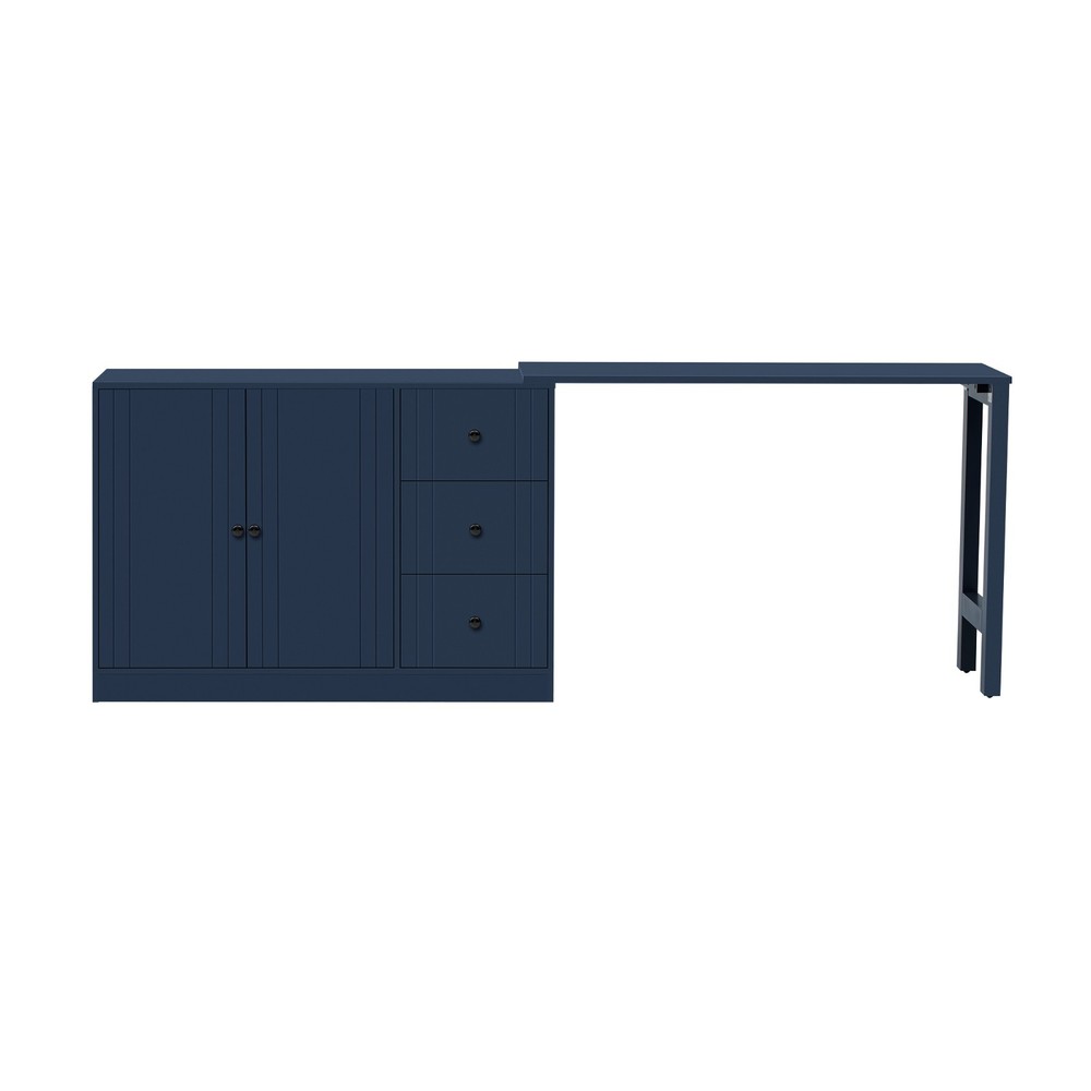 89.7'' Multifunctional Wooden Sideboard (Extendable Table, 2 Doors+3 Drawers)