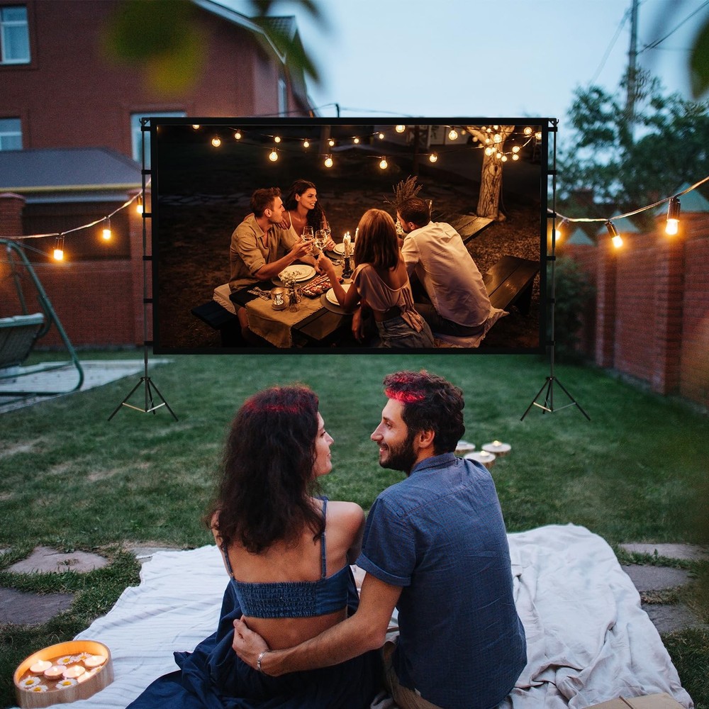 Projector Screen Outdoor, Projector Screen with Stand Portable 120" Foldable ...