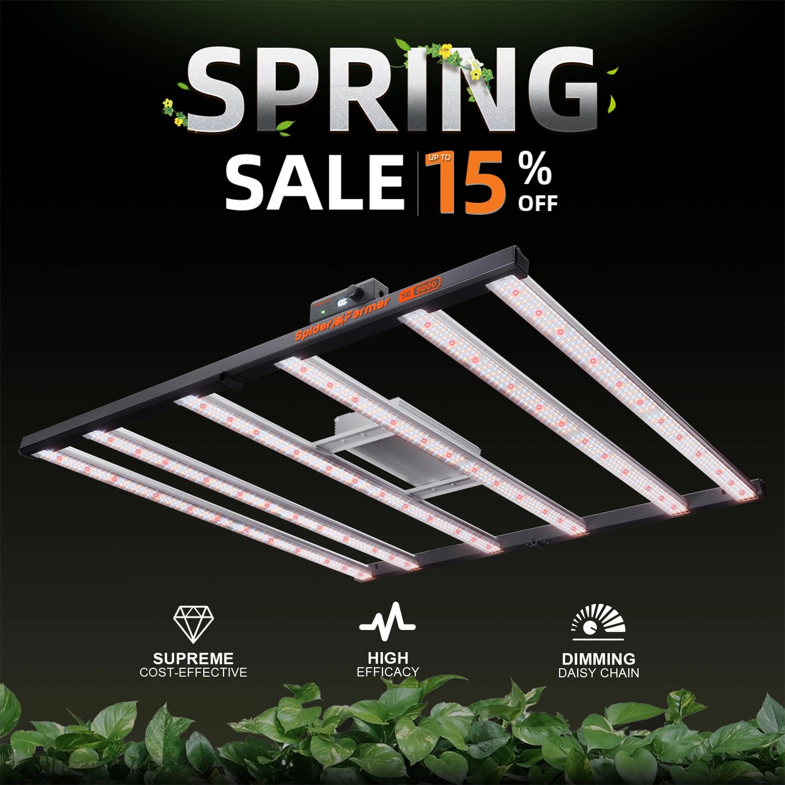Spider Farmer SE5000 LED Bar Grow Light Full Spectrum Commercial Indoor Plants