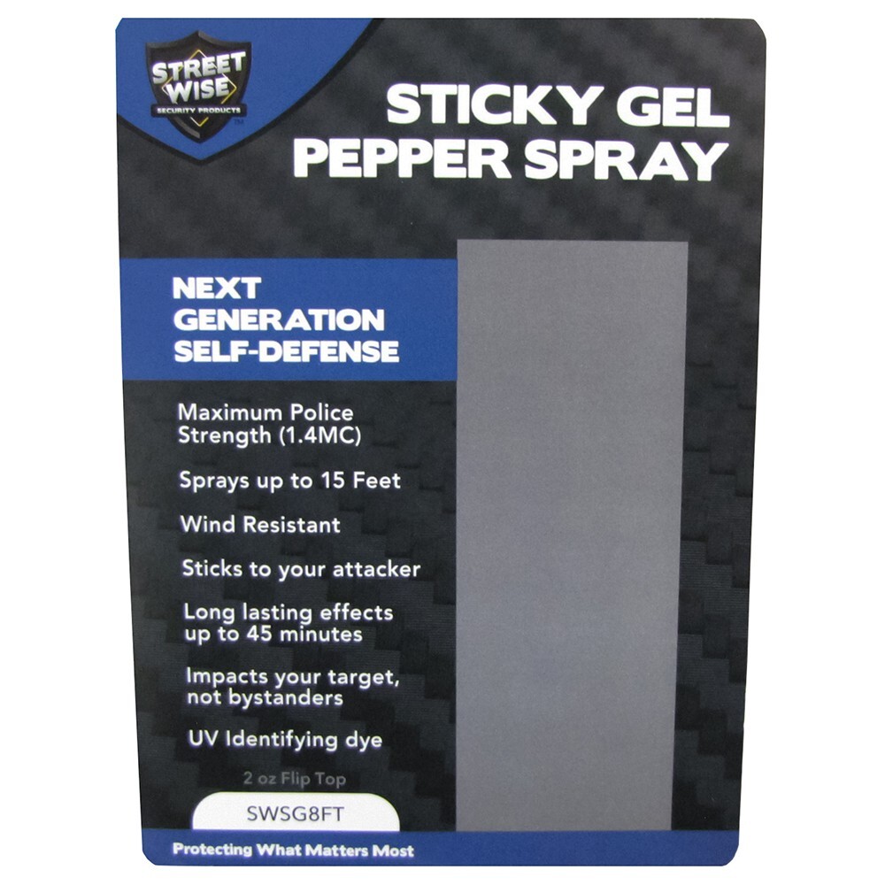 Streetwise STICKY GEL Pepper Spray 2 PACK 2oz Flip Top Self Defense Max Strength
