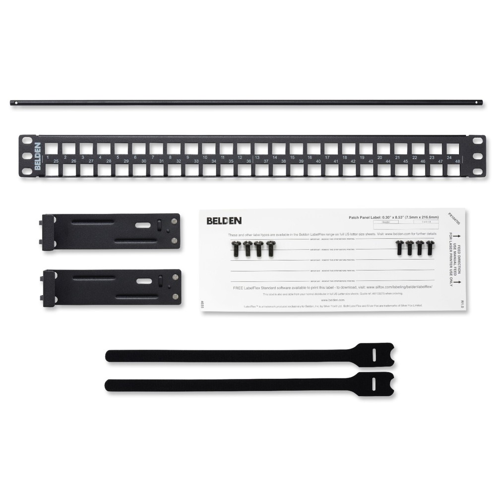 Belden AX103121 48 Port 1U Flat KeyConnect Patch Panel Black
