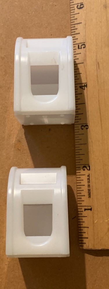 2 Vintage White Plastic Stamp Roll Dispenser Cases- Shaped Like Mailboxes