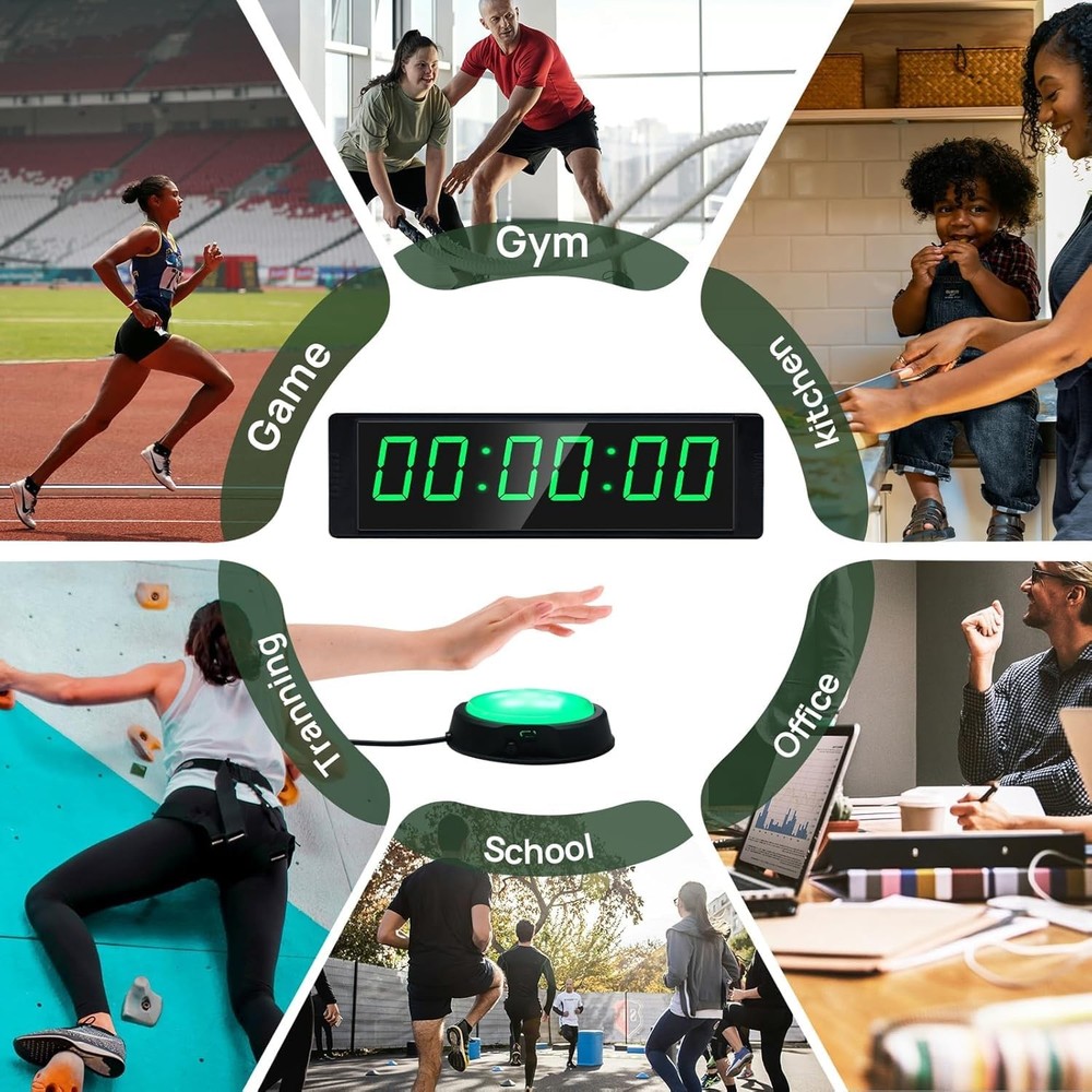 Gym Clock for Home Gym with Start/Stop Button, Interval Timer for Workout, St...