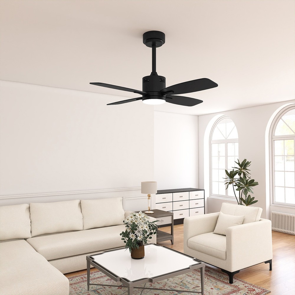 42" Ceiling Fan w/ Light & Remote 3CCT LED w/ Memory & 4H Timer Black