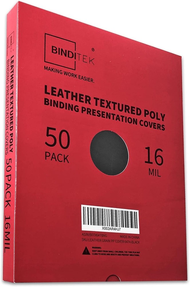Leather Textured Polycovers - Binding Covers 8-1/2 x 11, Black Back Covers