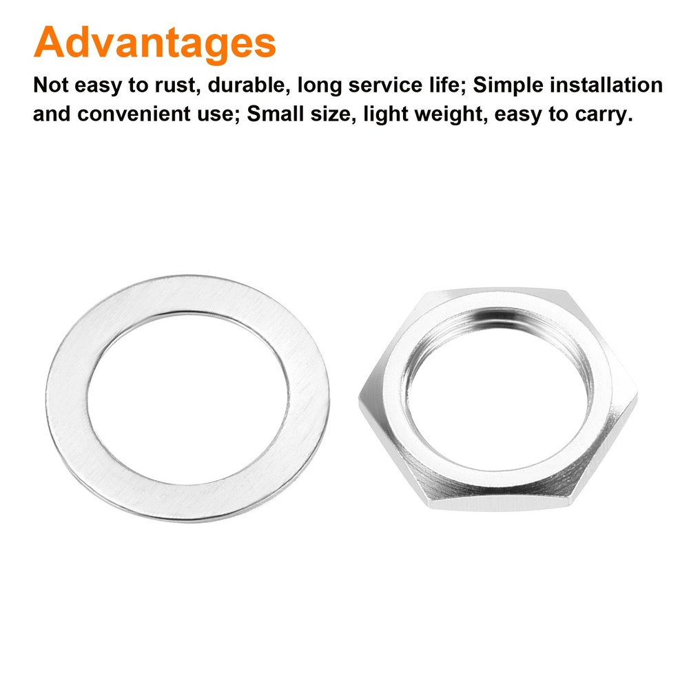 4 Set Guitar Nut and Washers 3/8" Input Output Jack Socket Nut Silver