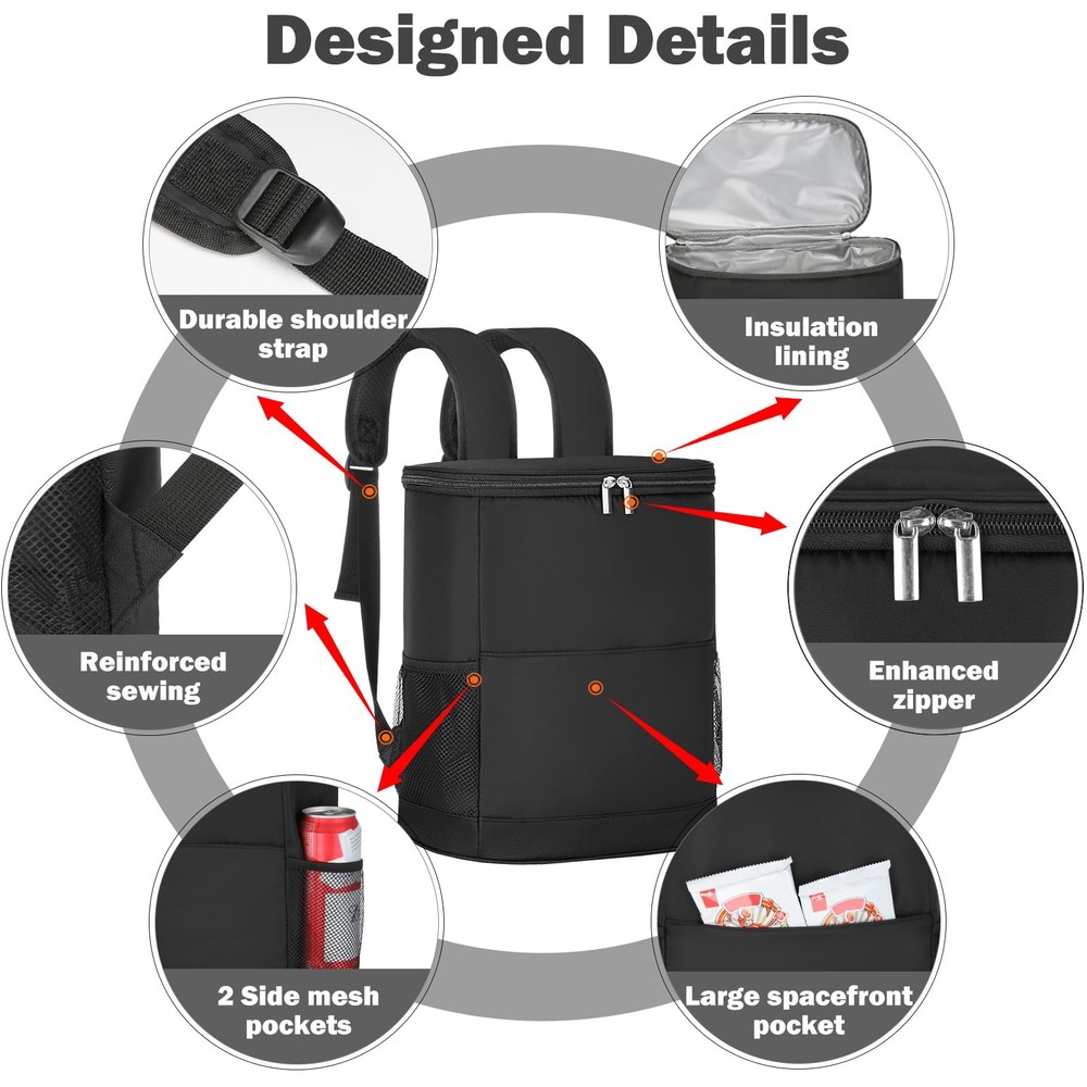 Insulated Cooler Backpack 30 Cans - Leak Proof Beer Backpack Lightweight Cool...