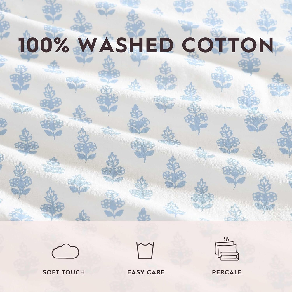 - King Sheet Set, Crisp & Cool Cotton Percale Bedding with Deep Pockets, Lightwe