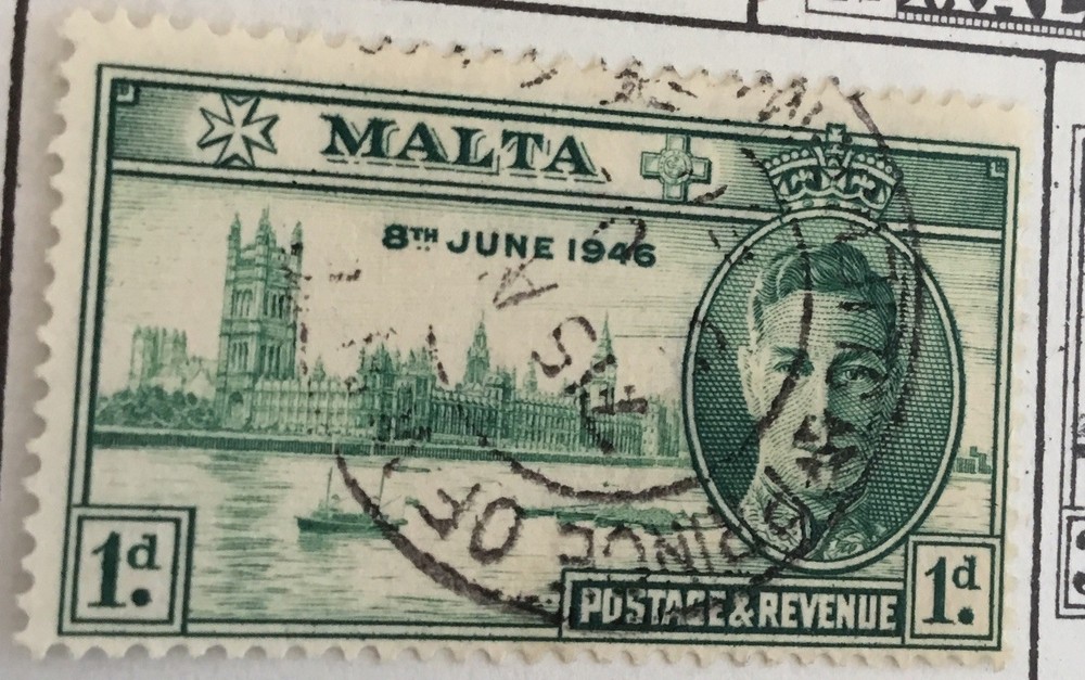 Malta 1d Green Stamp