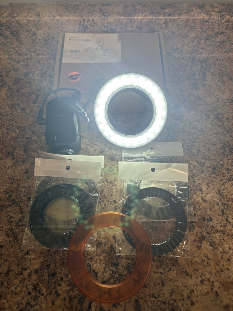 Chrome Macro Led Ring Light With 5 Adapter Rings