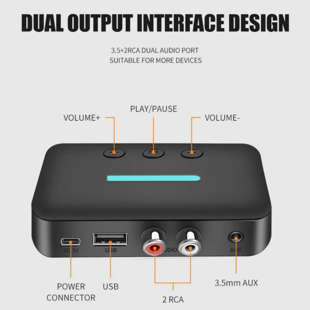 5.3 Bluetooth Receiver RCA 3.5mm AUX Wireless Audio Adapter with USB Playback