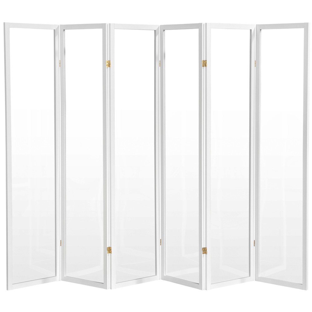 6 ft. Tall Clear Plastic Partition White 6 Panel