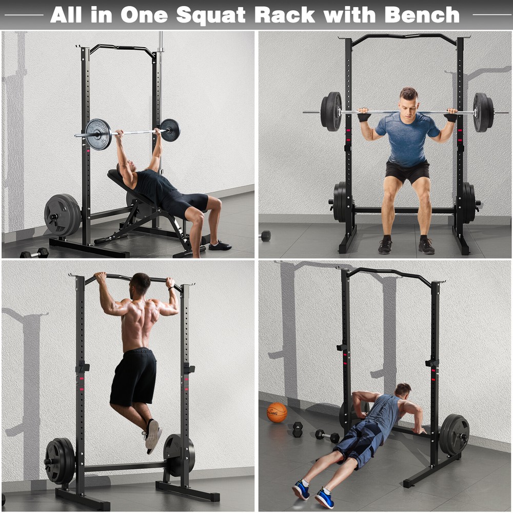 Olympic Weight Bench Pres with Squat Rack Adjustable Workout Bench with Rack