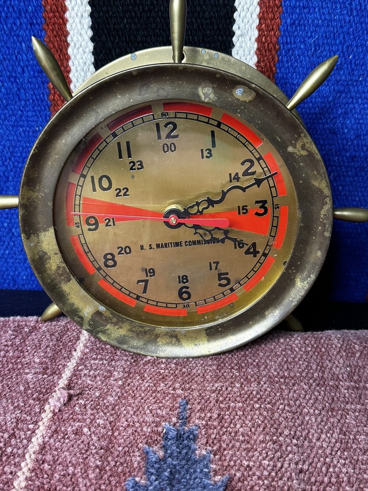 vintage us maritime brass clock