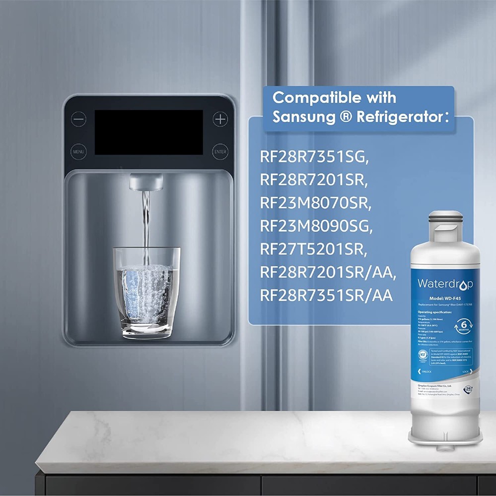 Waterdrop Refrigerator Water Filter, Replacement for Samsung DA97-17376B, 4 pack