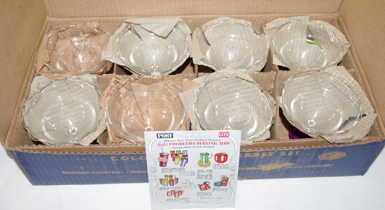 MCM SET 8 PC COLORAMA SHERBERT SET ORIG STORE DISPLAY BOX  EXC. NOS ALUMINUM