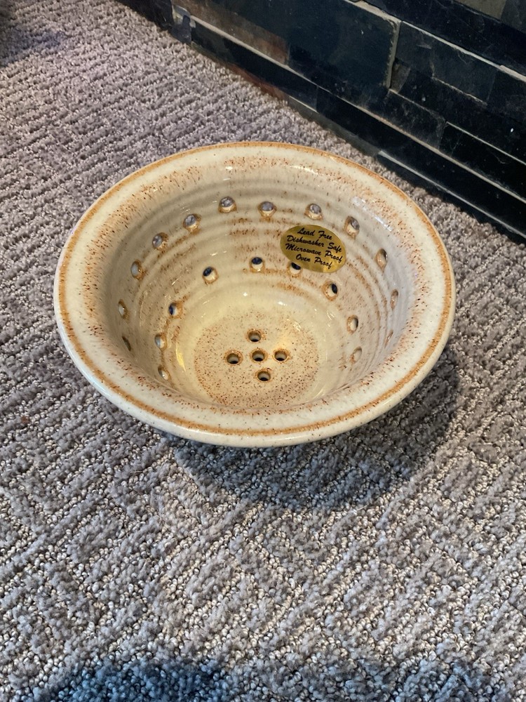 Vintage Ceramic Strainer Signed