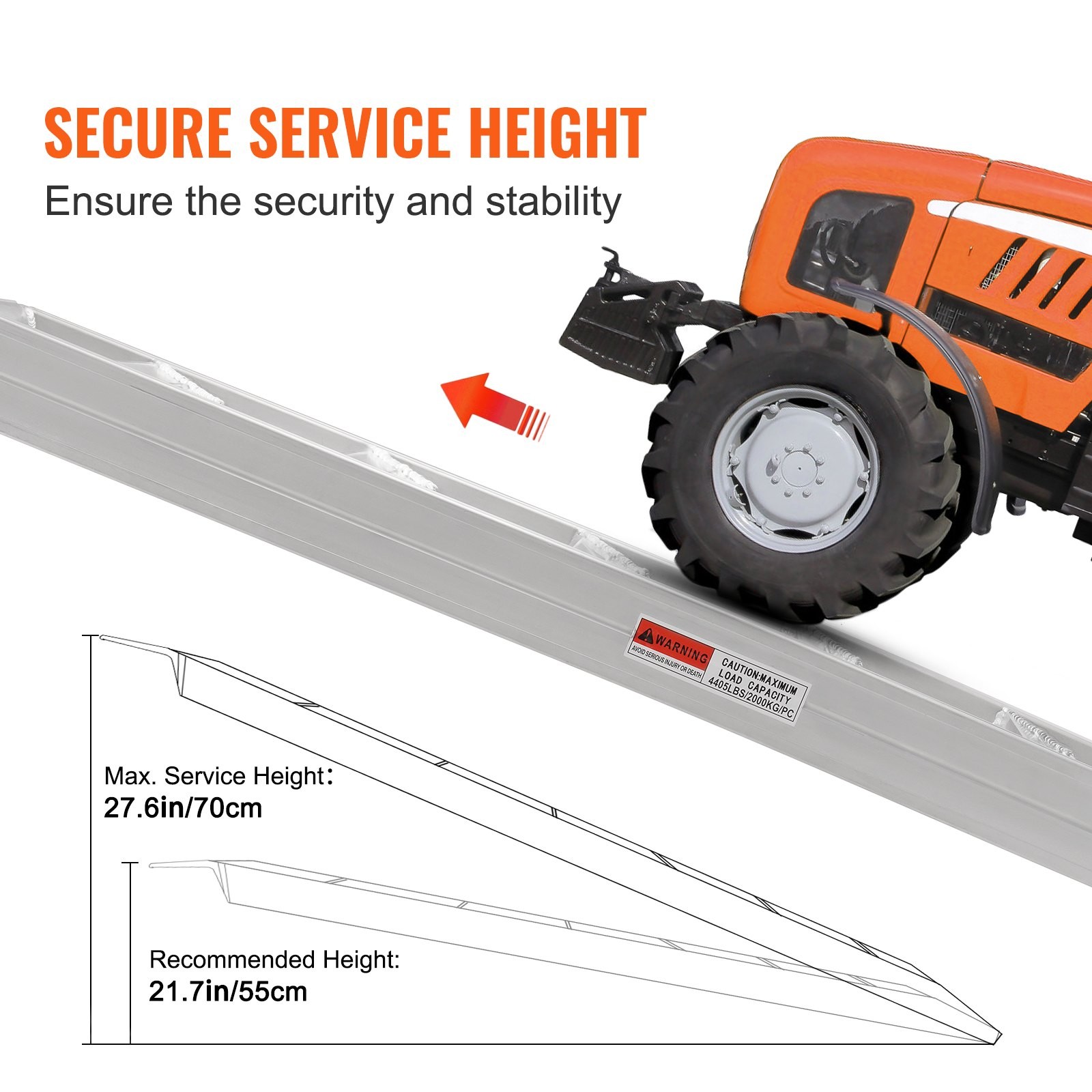 Aluminum Ramps, 8810 lbs, Heavy-duty Ramps with Top Hook Attaching End