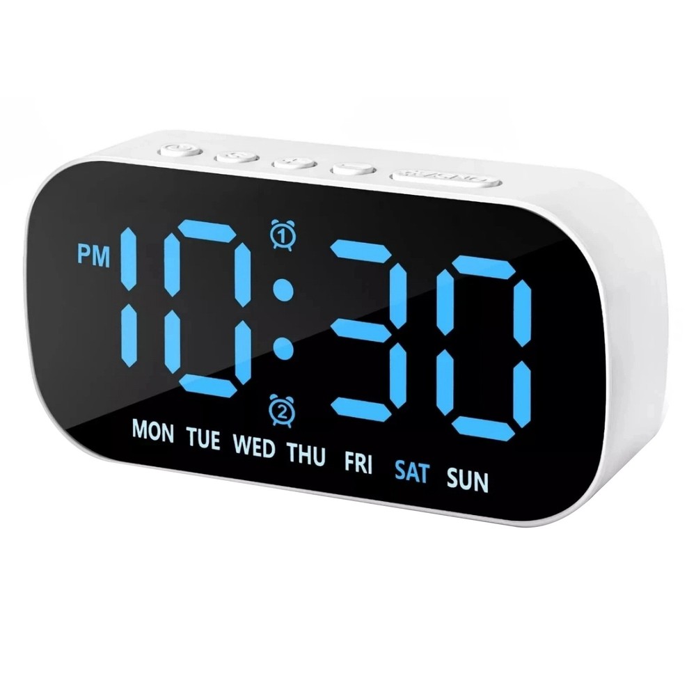White Large LED Display Electric Digital Alarm Clock With Snooze Function