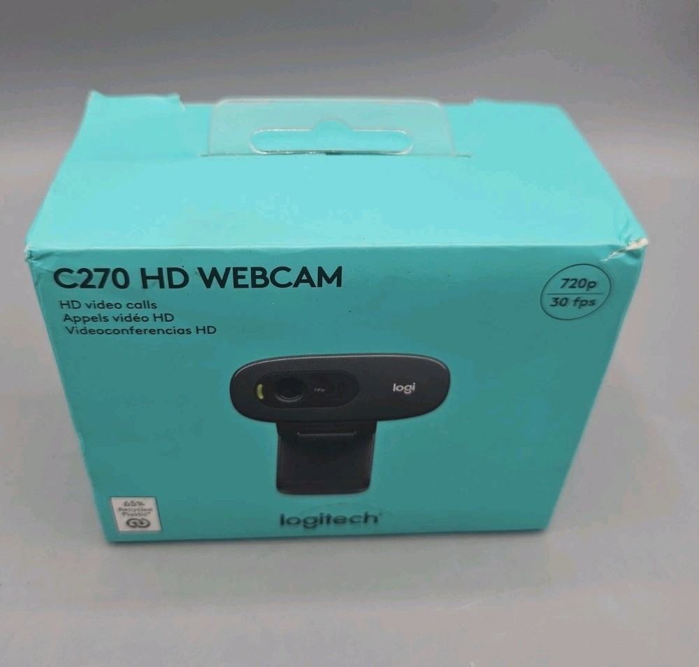 Logitech C270 HD Webcam, 720p, Widescreen HD Video Calling, Light Correction New