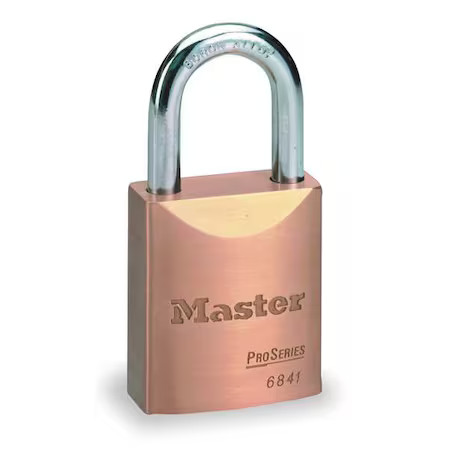 Master Lock 6841Lfwo Padlock, Coreless, Long Shackle, Rectangular Brass Body,