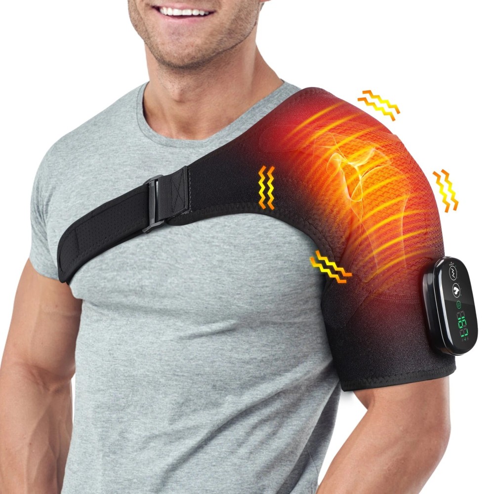 Electric Heated Shoulder Brace Massager Rotator Cuff Support Compression Wrap US